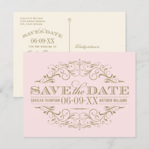  Roze Antiek Bloei Save the Date Aankondigingskaart