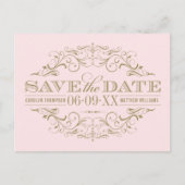 Roze Antiek Bloei Save the Date Aankondigingskaart (Voorkant)