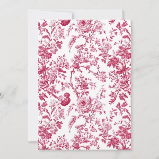 Roze Antiek Chinoiserie bruiloft Kaart (Achterkant)