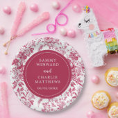 Roze Antiek Chinoiserie bruiloft Papieren Bordje (Feest)