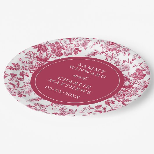 Roze Antiek Chinoiserie bruiloft Papieren Bordje (Gekanteld)