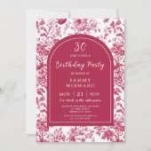 Roze Antiek Chinoiserie Verjaardagsfeest Kaart (Voorkant)