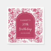 Roze Antiek Chinoiserie Verjaardagsfeest Servet (Voorkant)