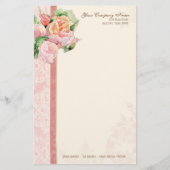 Roze Antiek  Elegant Lavish Franse Rozen Briefpapier (Voorkant)