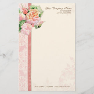 Roze Antiek  Elegant Lavish Franse Rozen Briefpapier