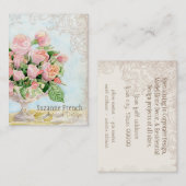 Roze Antiek  Elegant Lavish Franse Rozen Visitekaartje (Voorkant / Achterkant)