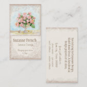 Roze Antiek  Elegant Lavish Franse Rozen Visitekaartje (Voorkant / Achterkant)