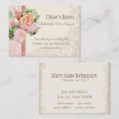 Roze Antiek  Elegant Lavish Franse Rozen Visitekaartje (Voorkant / Achterkant)