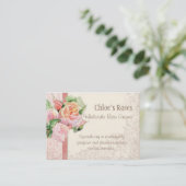 Roze Antiek  Elegant Lavish Franse Rozen Visitekaartje (Staand voorkant)