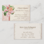 Roze Antiek  Elegant Lavish Franse Rozen Visitekaartje (Voorkant / Achterkant)