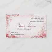  Roze Antiek Floral Visitekaartje (Achterkant)