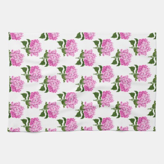 Roze Antiek Hydrangea Illustratiepatroon Theedoek (Horizontaal)