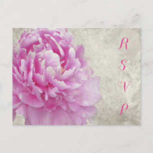 Roze Antiek Peony RSVP-kaart Uitnodiging Briefkaart