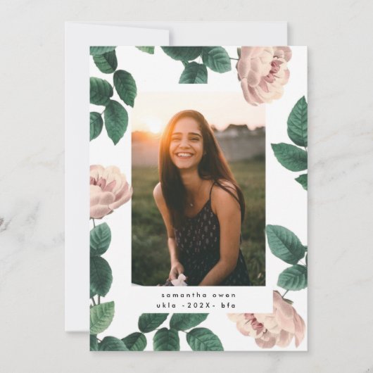 Roze Antiek Roos Foto University Afstudeerder Aankondiging (Voorkant)