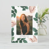 Roze Antiek Roos Foto University Afstudeerder Aankondiging (Staand voorkant)