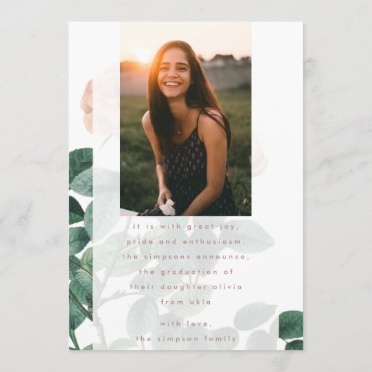 Roze Antiek Roos Foto University Afstudeerder Kaart (Achterkant)