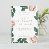 Roze Antiek Roos Foto University Afstudeerder Kaart (Staand voorkant)