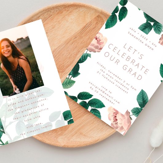 Roze Antiek Roos Foto University Afstudeerder Kaart