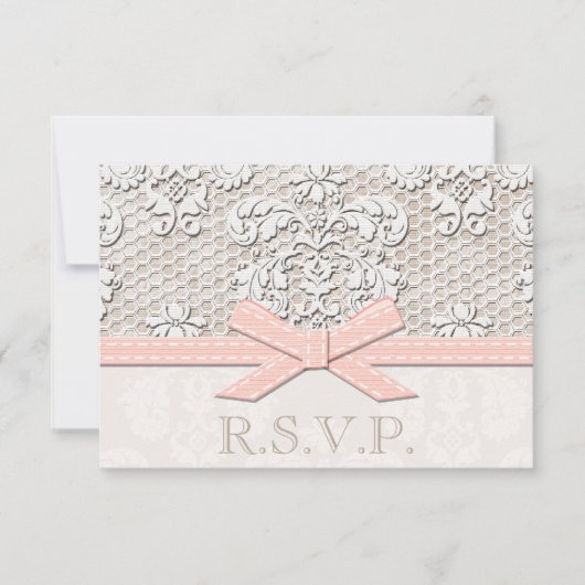 Roze Antiek RSVP Wedding Response Cards Kaartje (Voorkant)