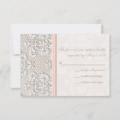 Roze Antiek RSVP Wedding Response Cards Kaartje (Achterkant)