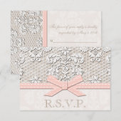 Roze Antiek RSVP Wedding Response Cards Kaartje (Voorkant / Achterkant)