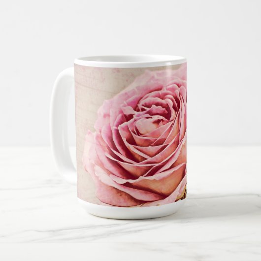 Roze Antiek stijl Roos Art Cup Mok (Voorkant links)