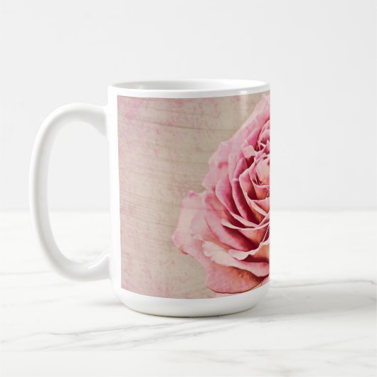 Roze Antiek stijl Roos Art Cup Mok (Links)