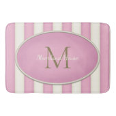 Roze & Antiek Witte Strepen Brons Monogram Badmat (Voorkant)