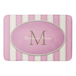 Roze & Antiek Witte Strepen Brons Monogram Badmat