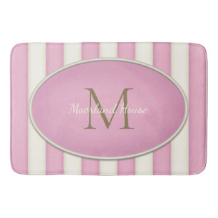 Roze & Antiek Witte Strepen Brons Monogram Badmat