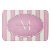 Roze & Antiek Witte Strepen Ovaal Ingelijst Monogr Badmat (Voorkant)