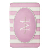 Roze & Antiek Witte Strepen Ovaal Ingelijst Monogr Badmat (Voorkant Verticaal)