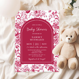 Roze Antieke Chinoiserie Baby shower Kaart