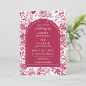 Roze Antieke Chinoiserie Bruiloft Kaart (Staand voorkant)