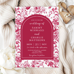 Roze Antieke Chinoiserie Bruiloft Kaart