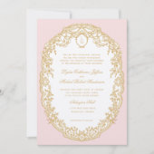 Roze Antieke Paris Monogram Uitnodiging (Voorkant)