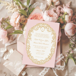 Roze Antieke Paris Monogram Uitnodiging