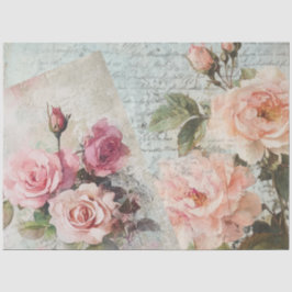Roze antieke roos decoupage tissuepapier