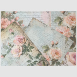 Roze antieke roos decoupage tissuepapier