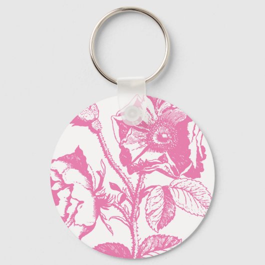 Roze Antieke Roos Sleutelhanger (Voorkant)