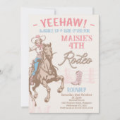 Roze Any Age Cowgirl Rodeo Verjaardag Kaart (Voorkant)