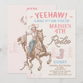 Roze Any Age Cowgirl Rodeo Verjaardag Kaart (Voorkant / Achterkant)