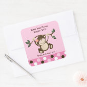 ROZE APEN SPELEN VIERKANTE STICKER (Envelop)