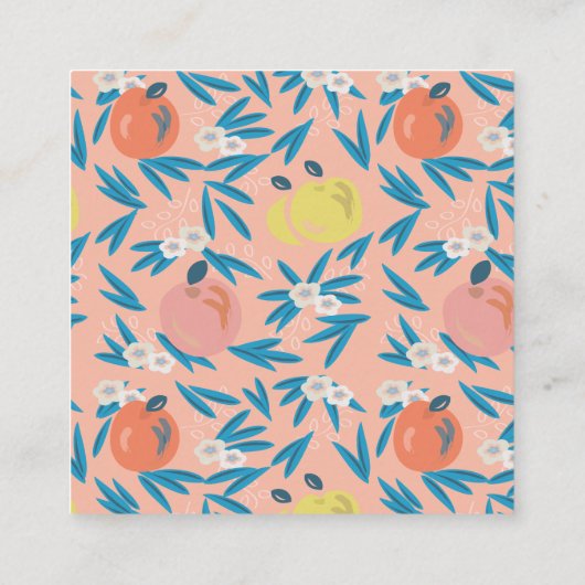 Roze Appel Bloempatroon Leraar SQ Visitekaartje (Achterkant)