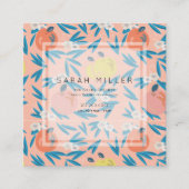 Roze Appel Bloempatroon Leraar SQ Visitekaartje (Voorkant)