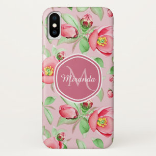 Roze appel bloesem met monogram Case-Mate iPhone case
