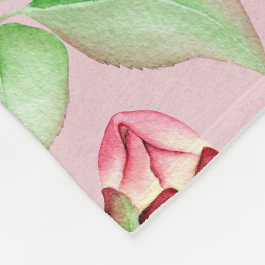 Roze appel bloesem met monogram fleece deken (Hoek)