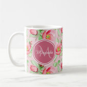 Roze appel bloesem met monogram koffiemok (Links)