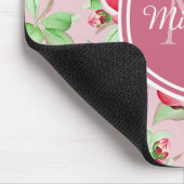 Roze appel bloesem met monogram muismat (Hoek)