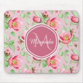 Roze appel bloesem met monogram muismat (Voorkant)